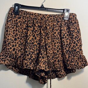 Sienna Sky leopard print ruffle shorts. Size L